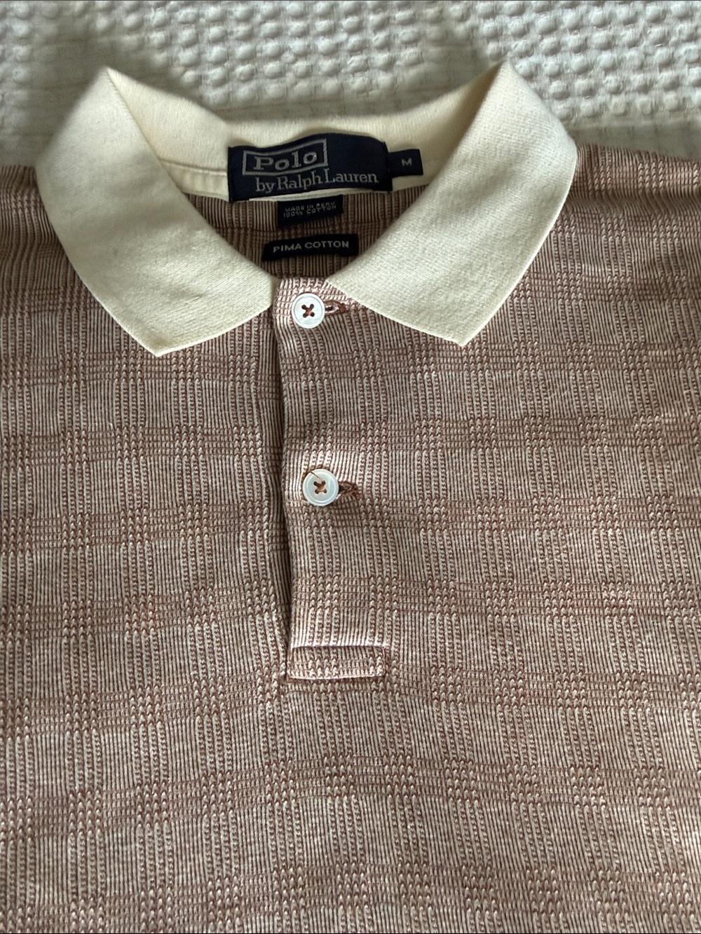 Like New Polo by Ralph Lauren Men's Blush Polo with Cream Collar navy pony rare - Picture 4 of 7